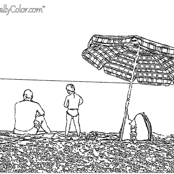 On The Beach in Spain Coloring Page