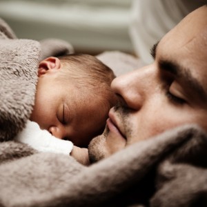 ReallyColor - Daddy and Baby Sleeping Photo
