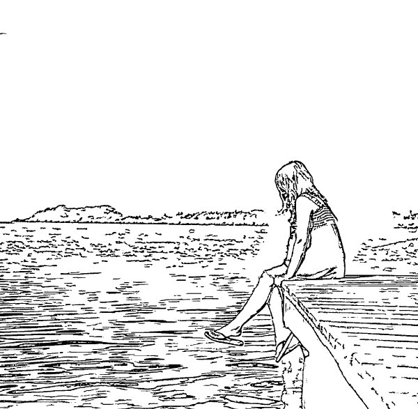 ReallyColor - Girl On A Pier Coloring Page