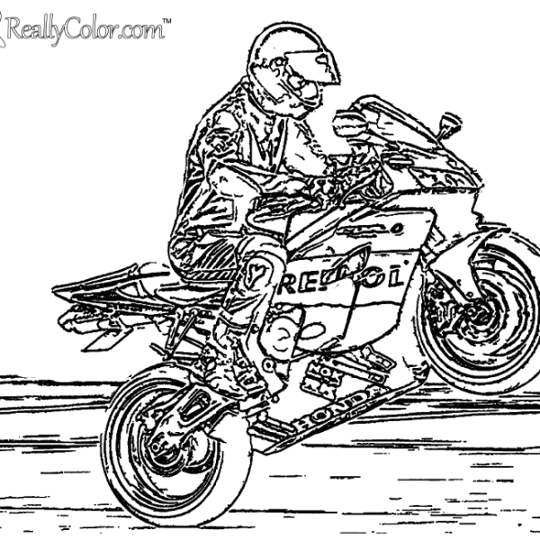 Motorcycle Wheelie Coloring Page