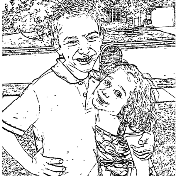 ReallyColor - Sibling Love Coloring Page