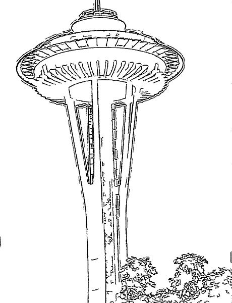 ReallyColor User Hall of Fame - Seattle Space Needle Coloring Page