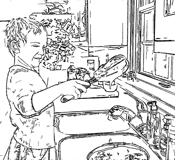 ReallyColor Hall of Fame - Soapy Dishes Coloring Page