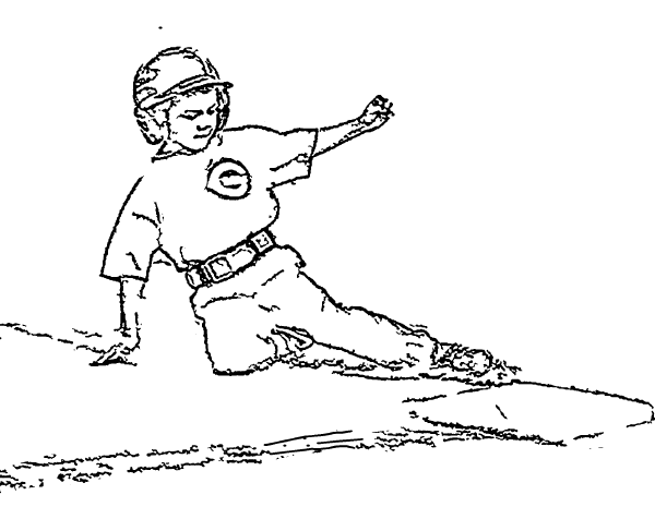 ReallyColor User Hall of Fame - Baseball Safe Slide Coloring Page