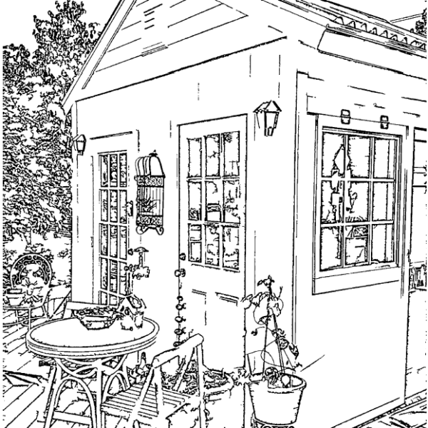 ReallyColor User Hall of Fame - Cottage Coloring Page