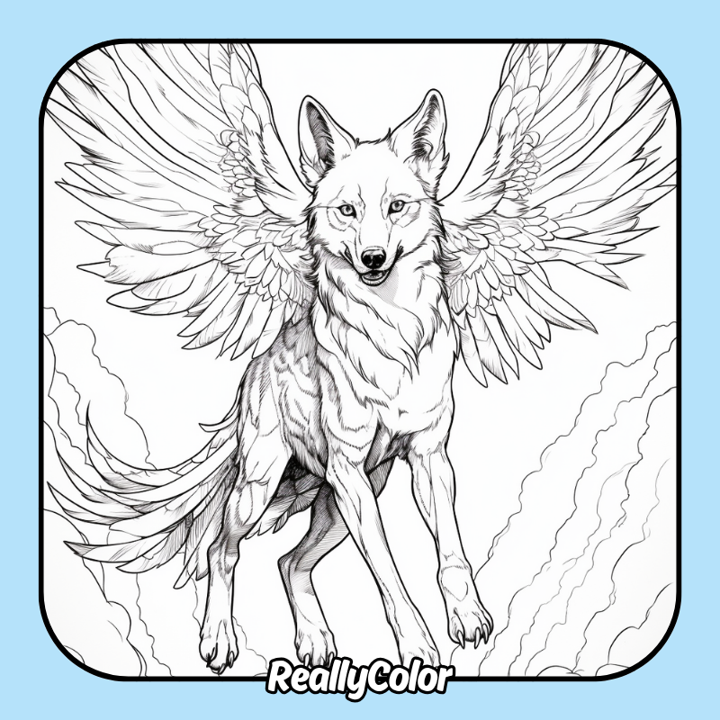 Wolf with wings coloring pages