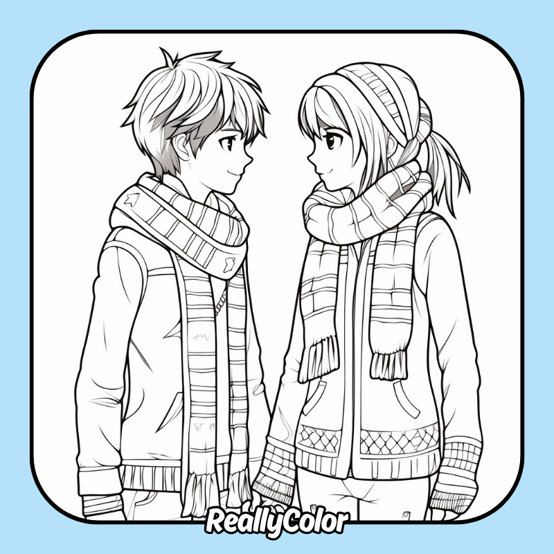Anime couple coloring pages