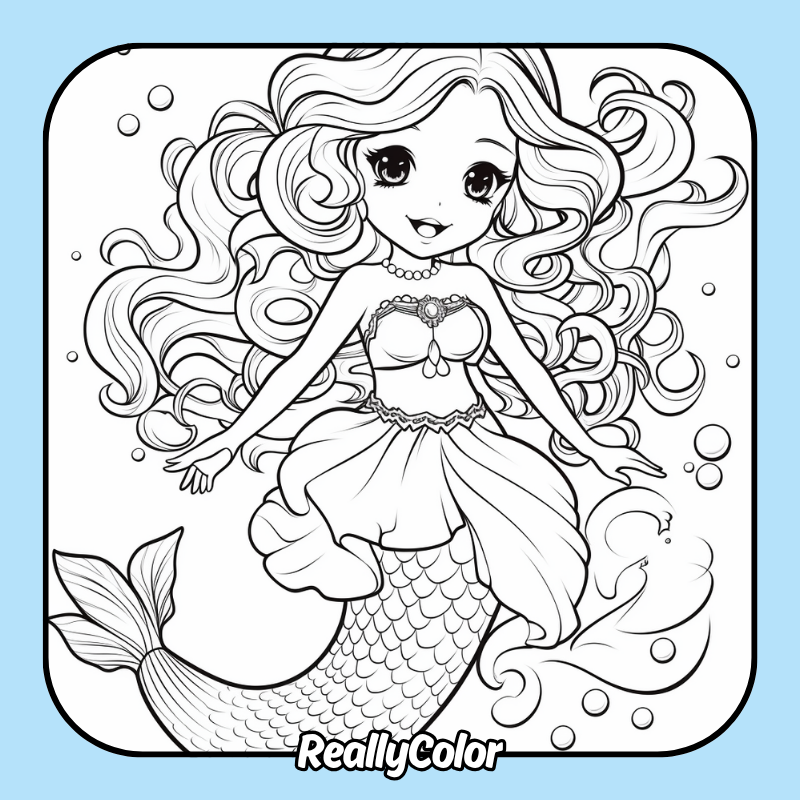 Anime mermaid coloring pages