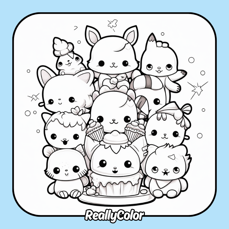 Kawaii anime coloring pages
