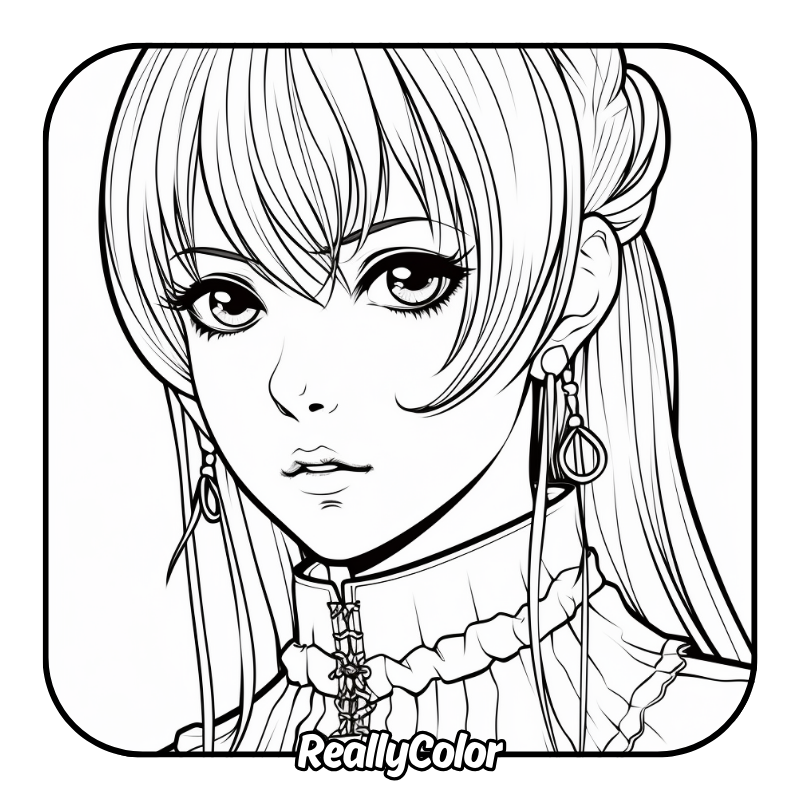 Free printable Female anime coloring pages