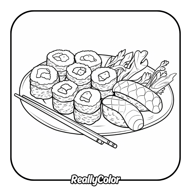 Free printable Sushi coloring pages