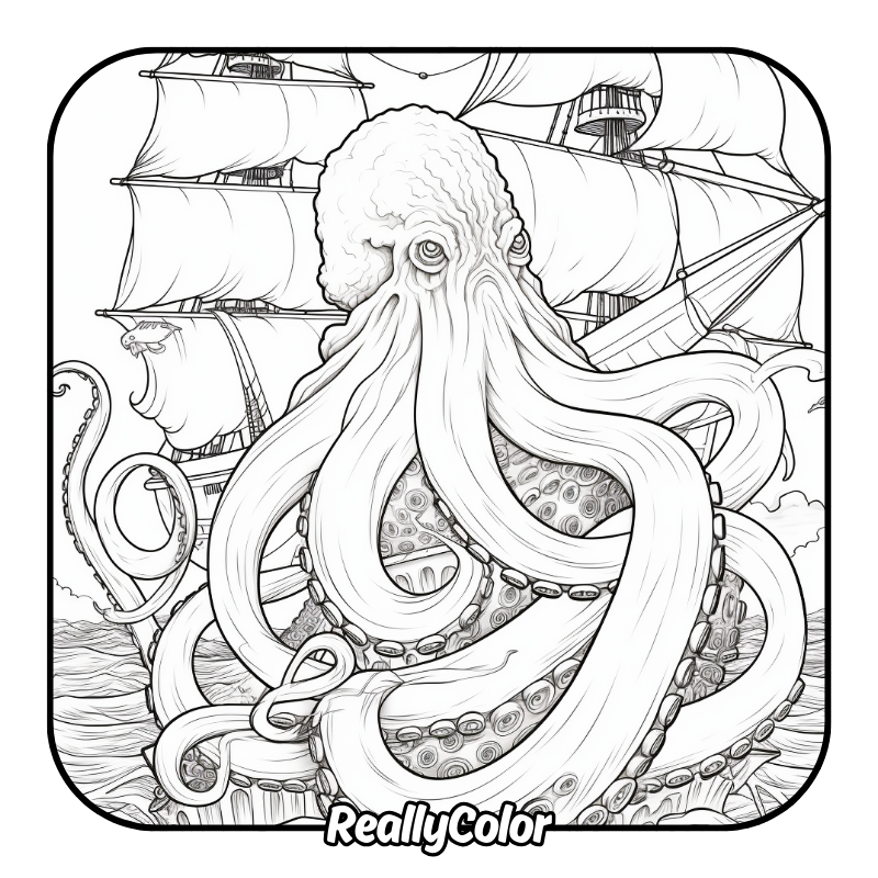 Free printable Kraken coloring pages