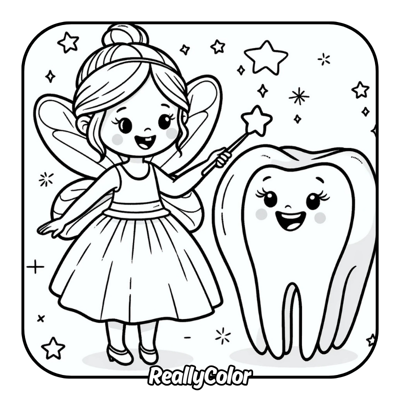 Free printable Tooth fairy coloring pages
