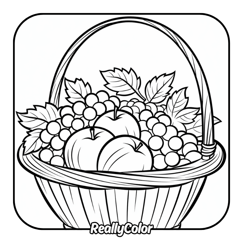Free printable Fruit basket coloring pages