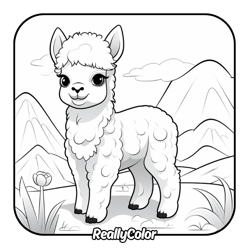 Free printable Alpaca coloring pages