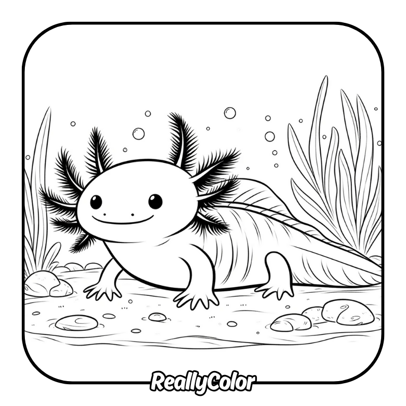 Free printable Axolotl coloring pages