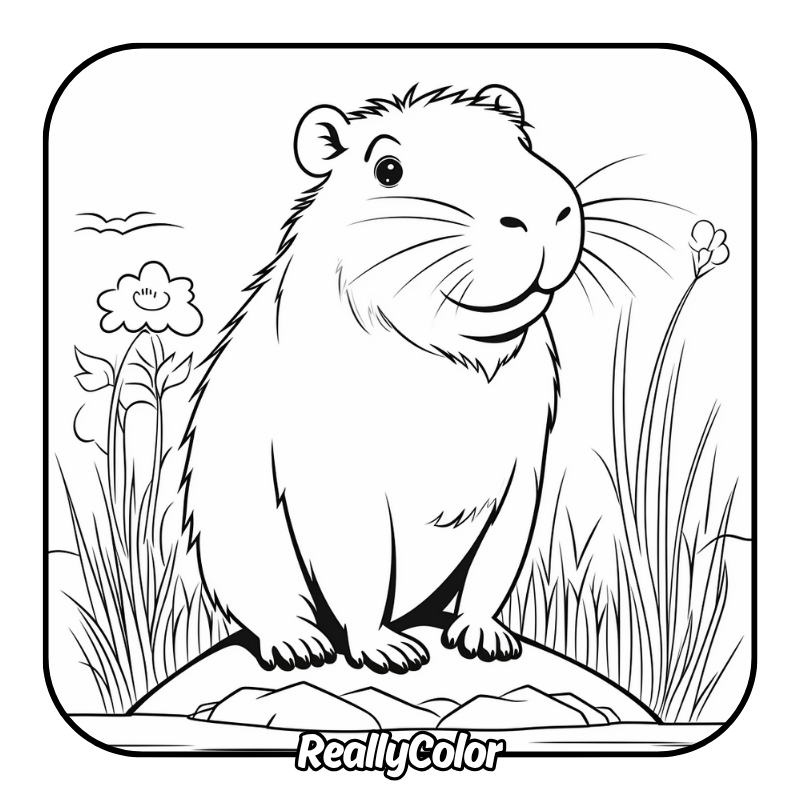 Free printable Capybara coloring pages