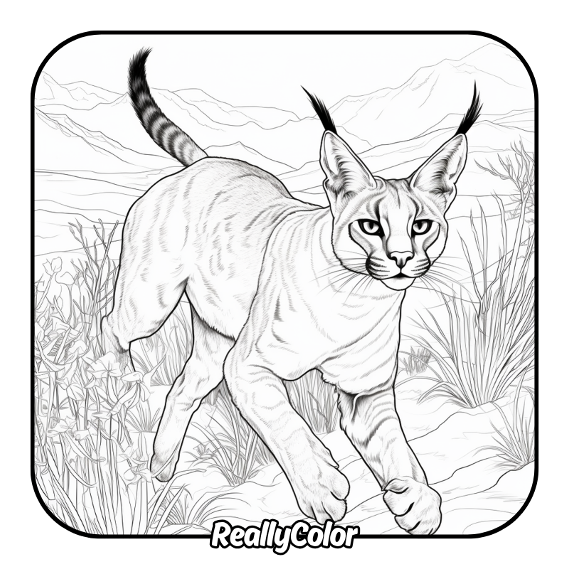 Free printable Caracal coloring pages
