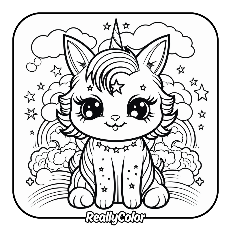 Free printable Caticorn coloring pages