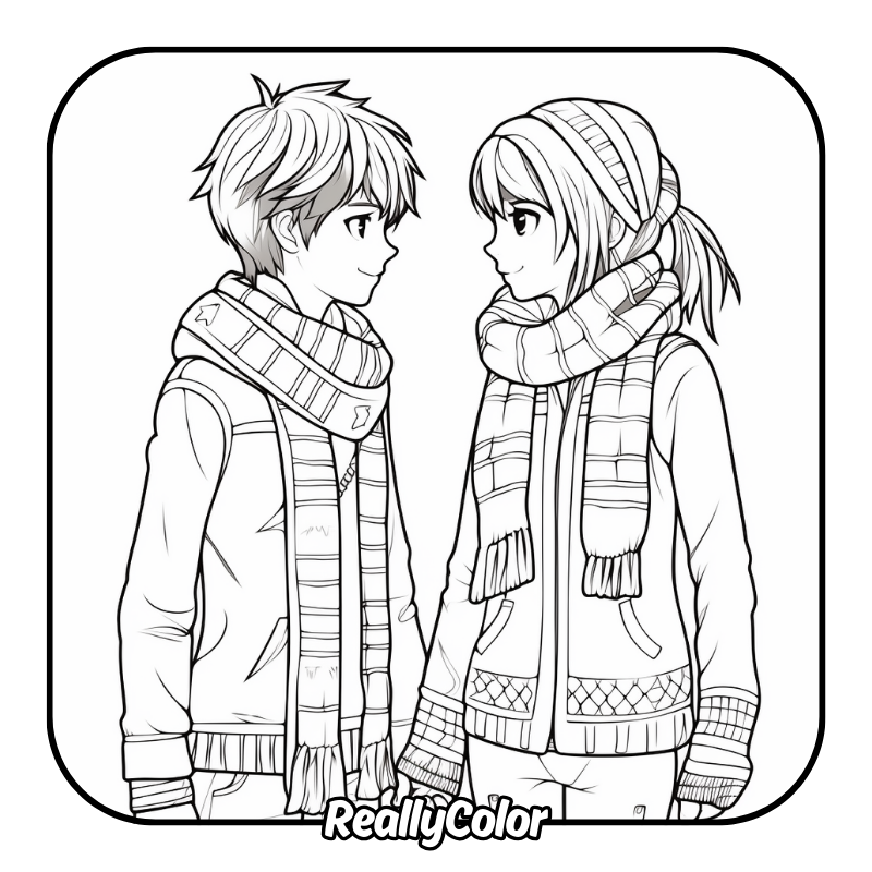 Free printable Anime couple coloring pages