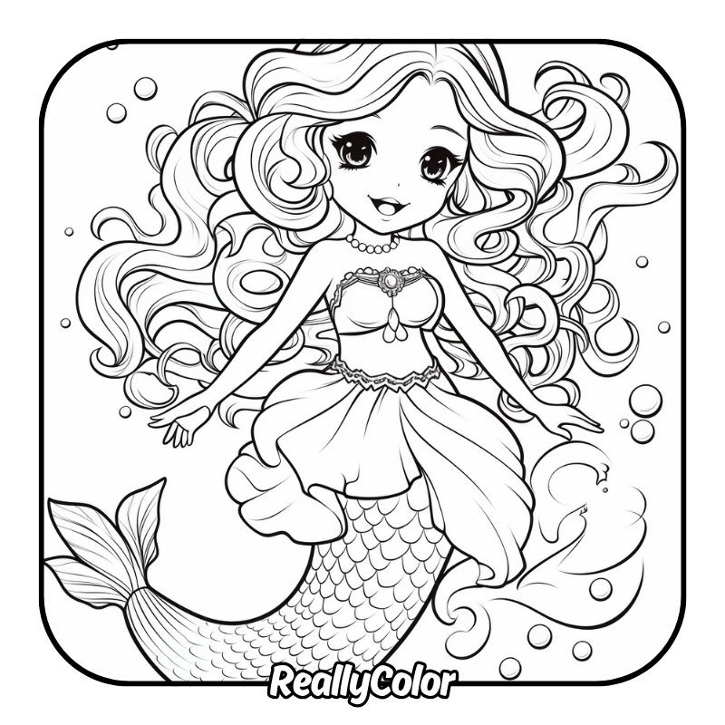 Free printable Anime mermaid coloring pages